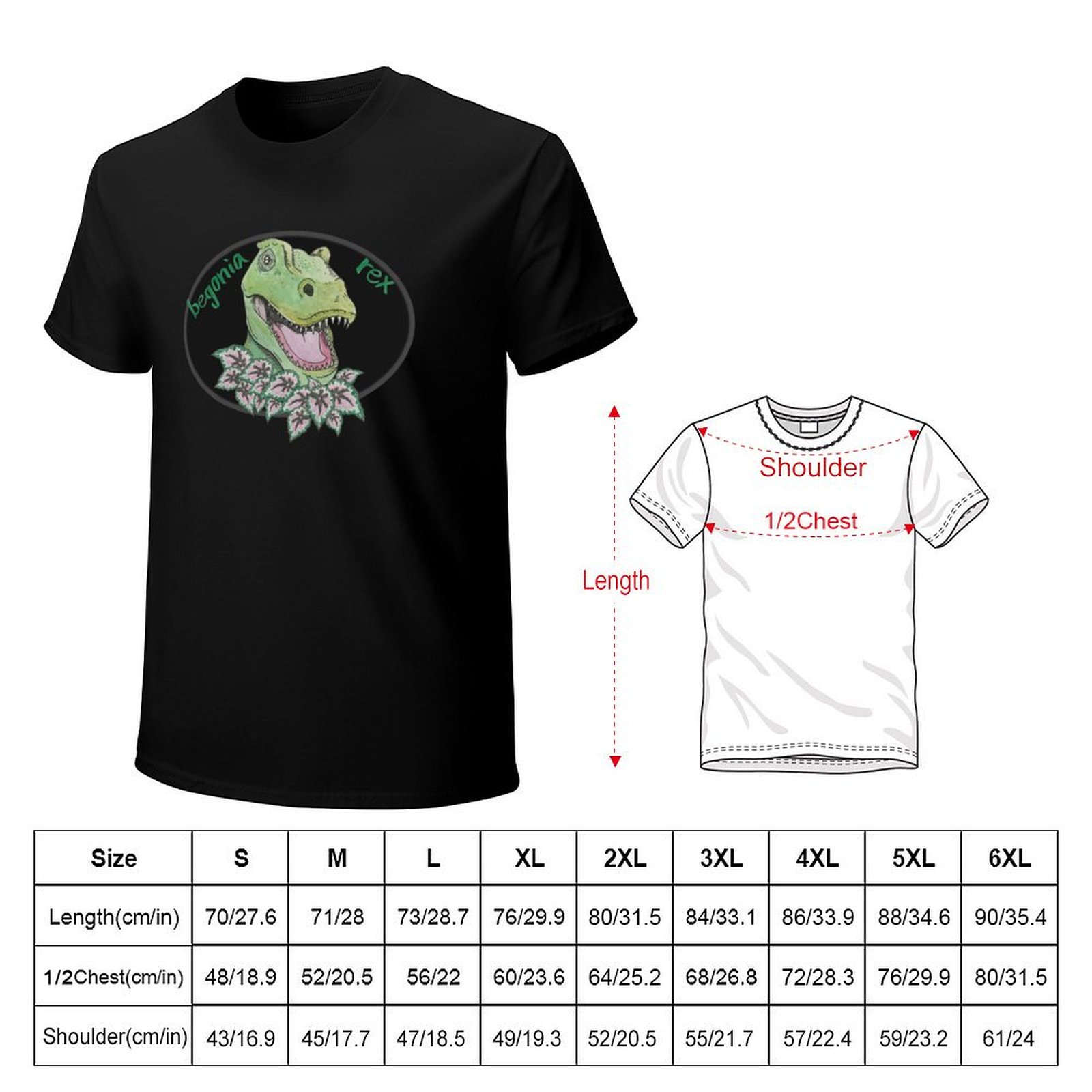 Camiseta casual de T rex begon - Begonia Rex reseña y precio